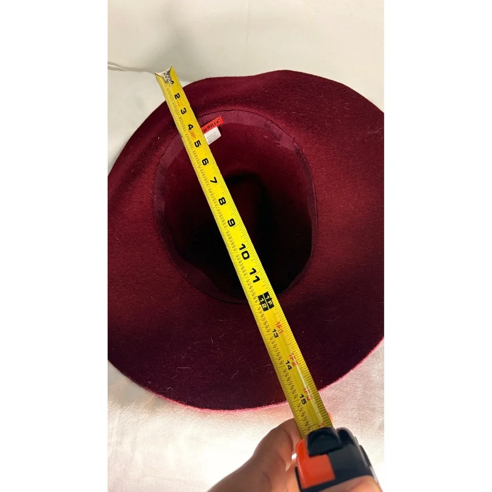 San Diego Hat Co Womens Burgundy Wool Felt Wide Brim Fedora Feather Accent OS